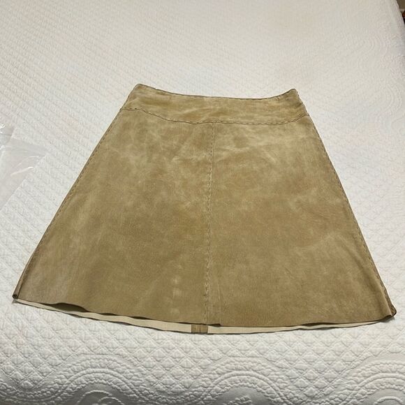 Anne.X Beige Leather A Line Skirt - Size 6 - Picture 1 of 3